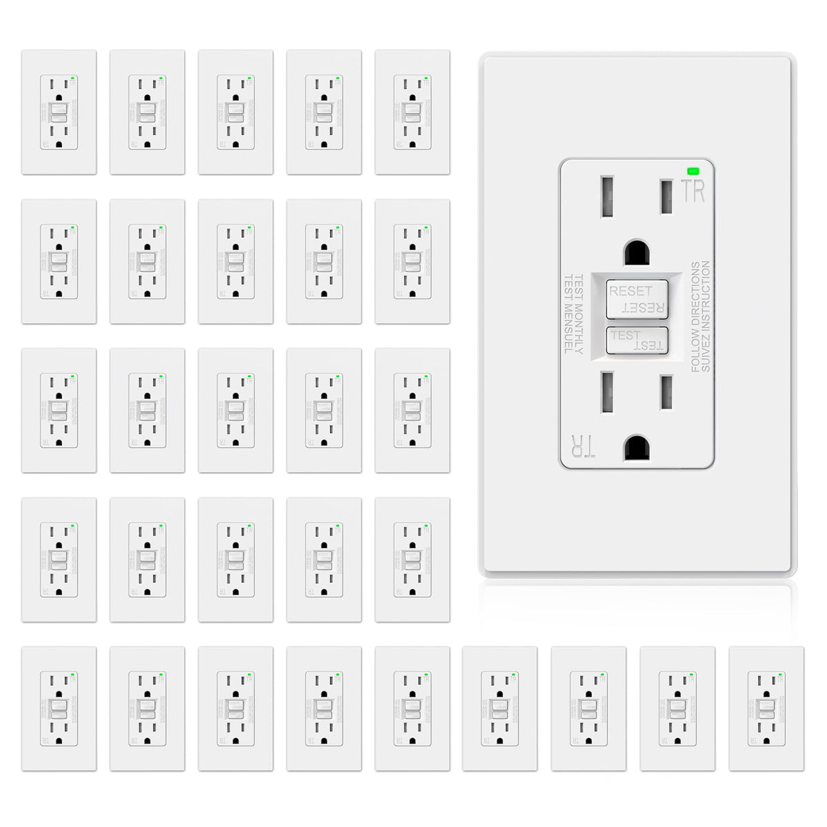 ELEGRP GFCI Outlet 20 Amp, Self-Test GFI Electrical Outlet with Thinner Design, TR Tamper Resistant GFCI Receptacle, Ground Fault Circuit Interrupters with Wall Plate, UL Listed, Light Almond, 1 Pack