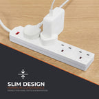 Wolf Power 4 Way Extension Lead, 2 Metre Extension Cable with UK 3 Pin Plug, Multi Socket Power Strip, Wall Mountable, Suitable for Home, Office & Appliances (White, 1 Pack)