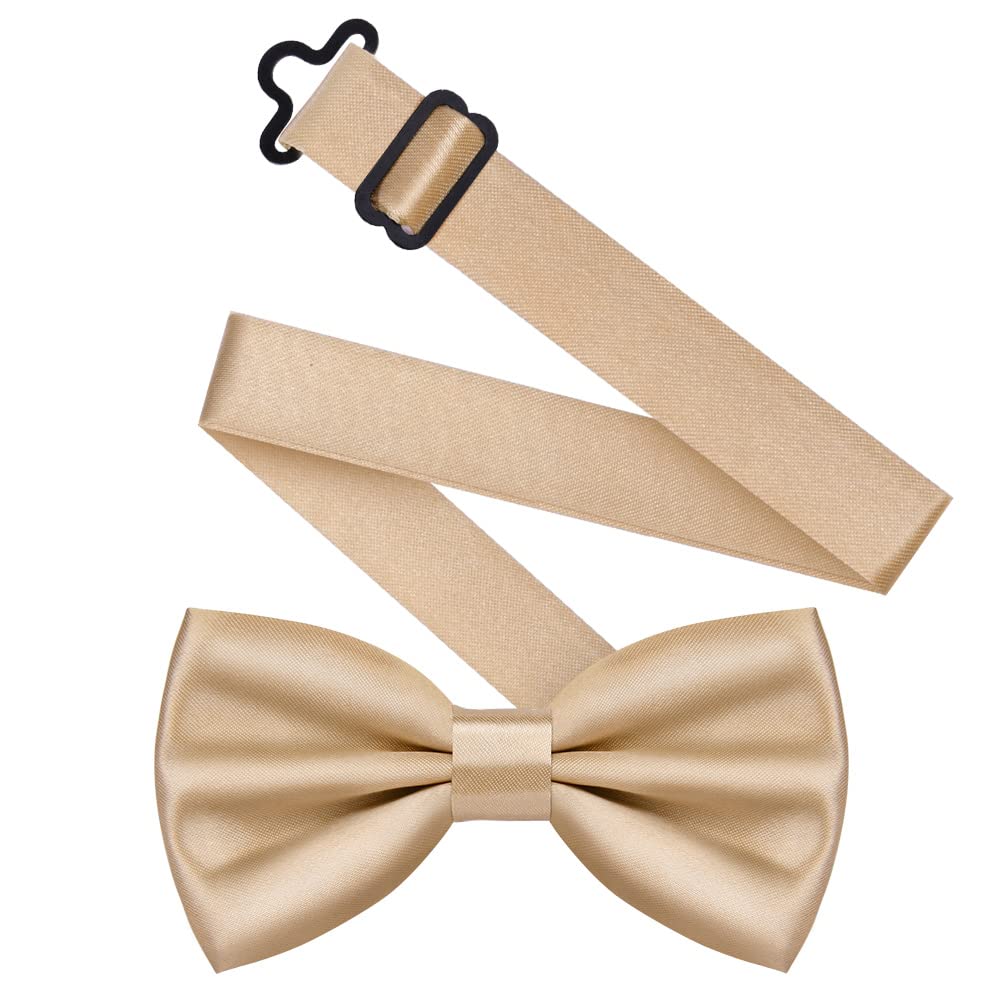 URAQT Men Pre-Tied Solid Satin Bow Tie, Adjustable Formal Bowtie
