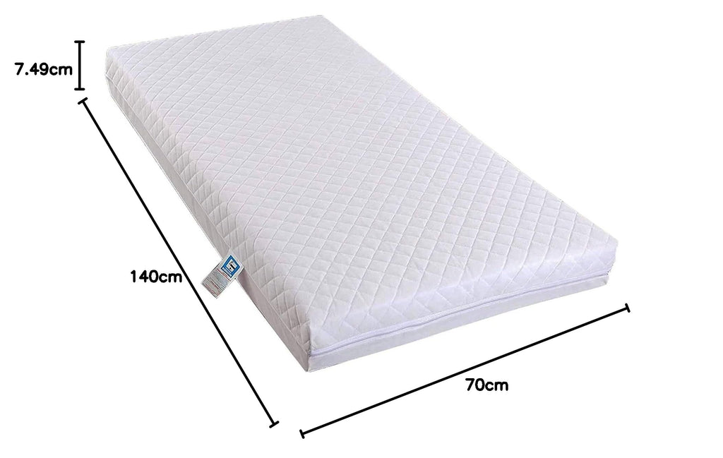Toddler Cot Mattress 120 x 60 x 5 cm – Extra Thick Baby Mattress for Cot Beds – Quilted Polypropylene Cover – Firm Foam Support, Removable Cover – UK Made