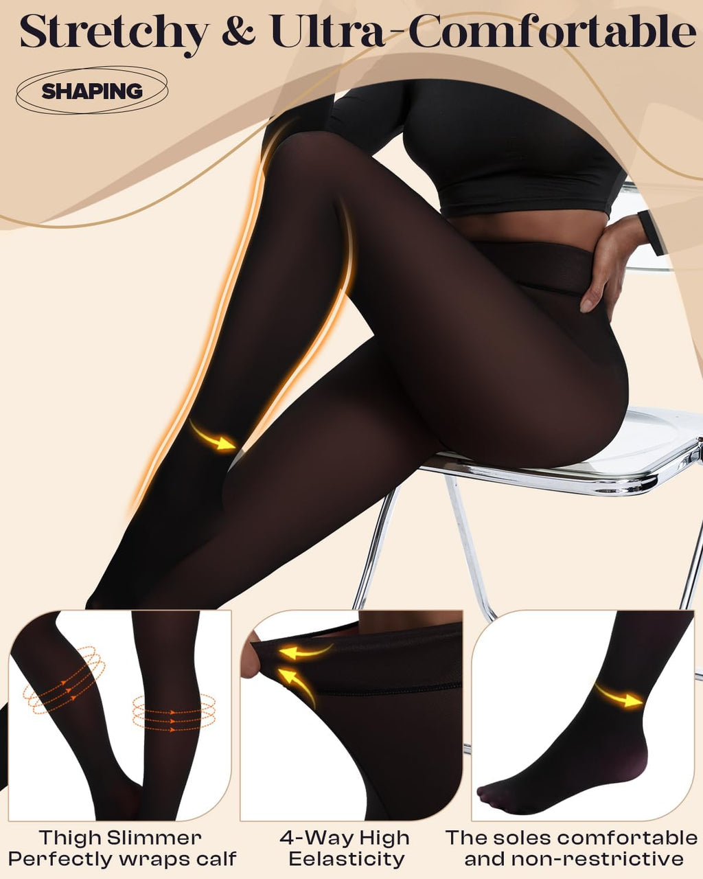 Fleece Lined Tights Leggings for Women, 230g Thick Thermal Tights