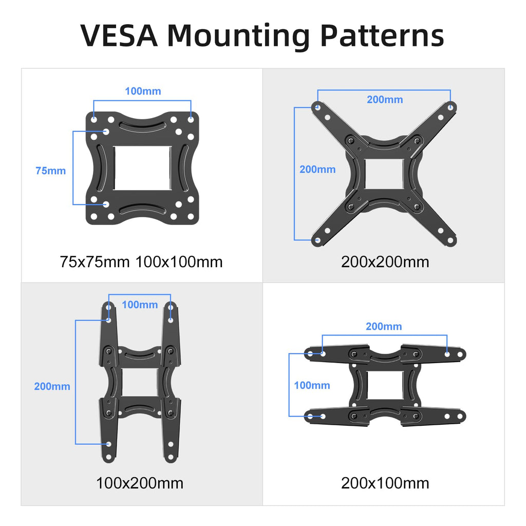 Suptek Full Motion TV Wall Mount Bracket for Most 13-30 inch TVs and Monitors, Flat and Curved TVs up to 28lbs, Tilt Swivel and 16.9 inch Extension, Max VESA 100x100mm, Black, MA2776