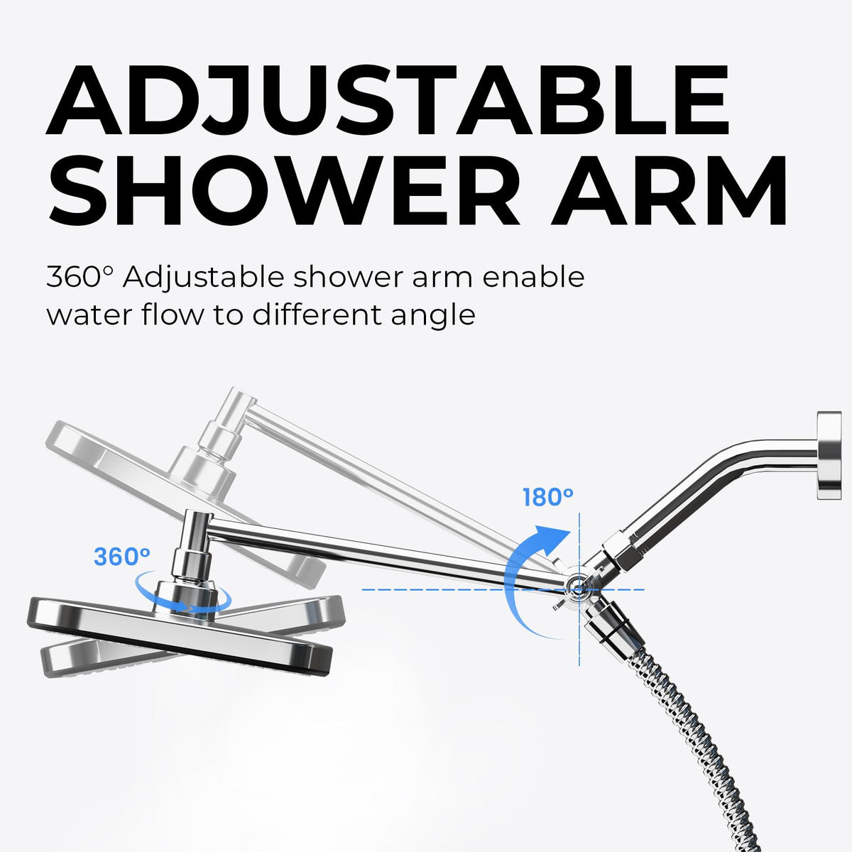 Black Rain Shower Head with Handheld Shower Head, 5 Spray Modes