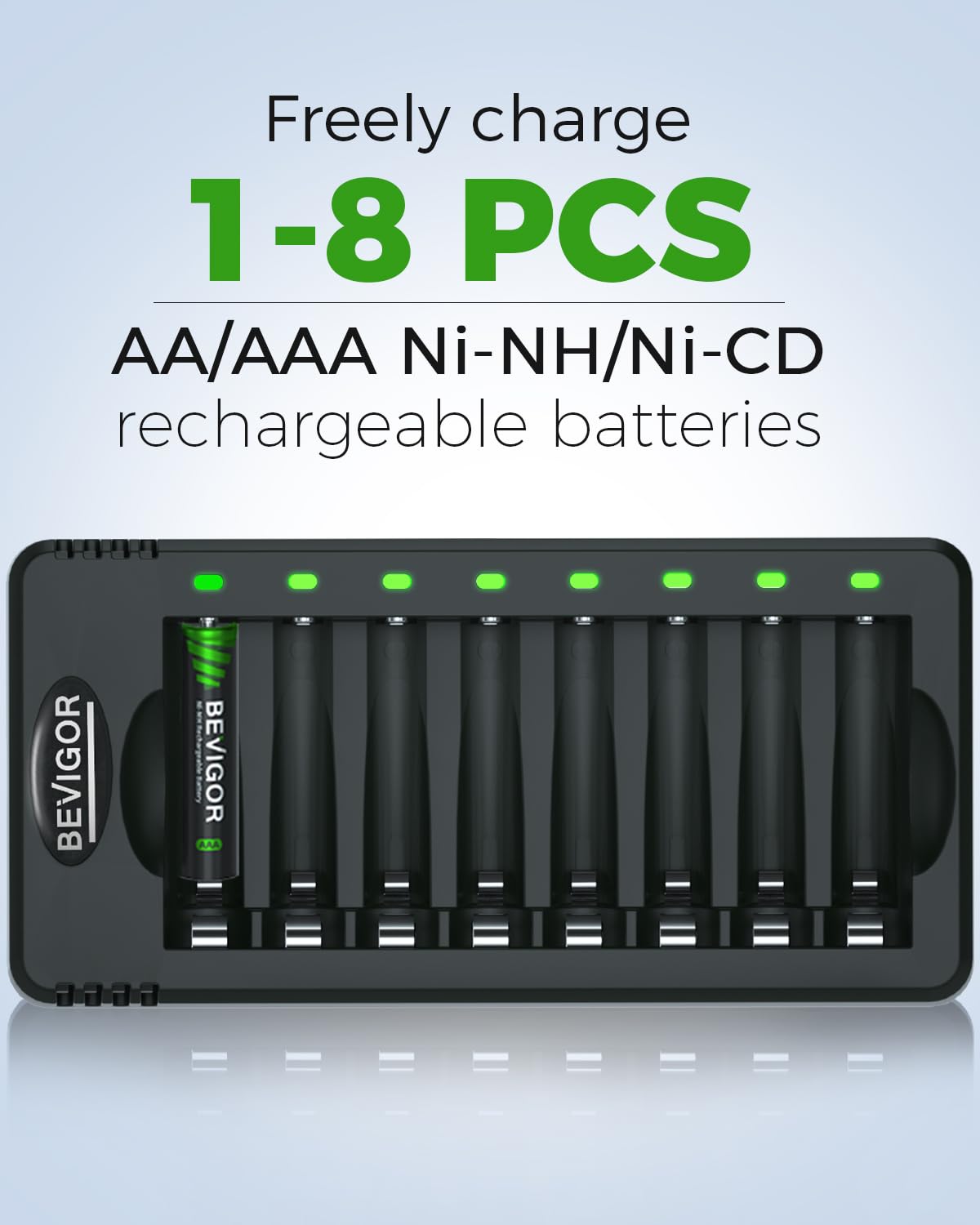 BEVIGOR 12 Slot Battery Charger with 12 Pack AA Rechargeable Batteries