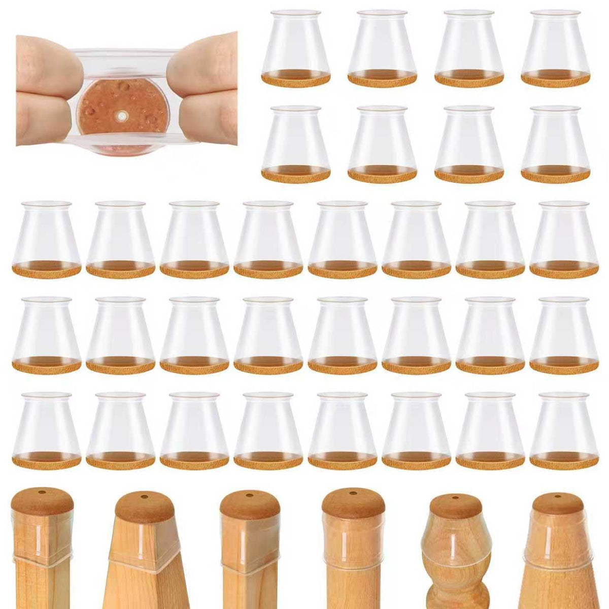 VIUME 24 Pcs Chair Leg Floor Protectors for Hardwood Floors Round