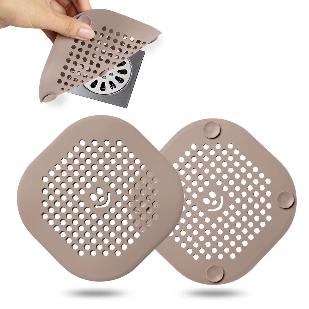 2 Pack Drain Hair Catcher Silicone Drain Cover Hair Stopper with Suction Cup for Shower Kitchen Bathroom Light Purple