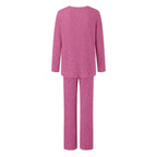Lounge Wear Sets For Women Uk, Womens Pyjamas Set Long, Ladies Ribbed Loungewear Knit Outfits Womens Tracksuits 2 Piece Set V Neck Casual Casual Homewear
