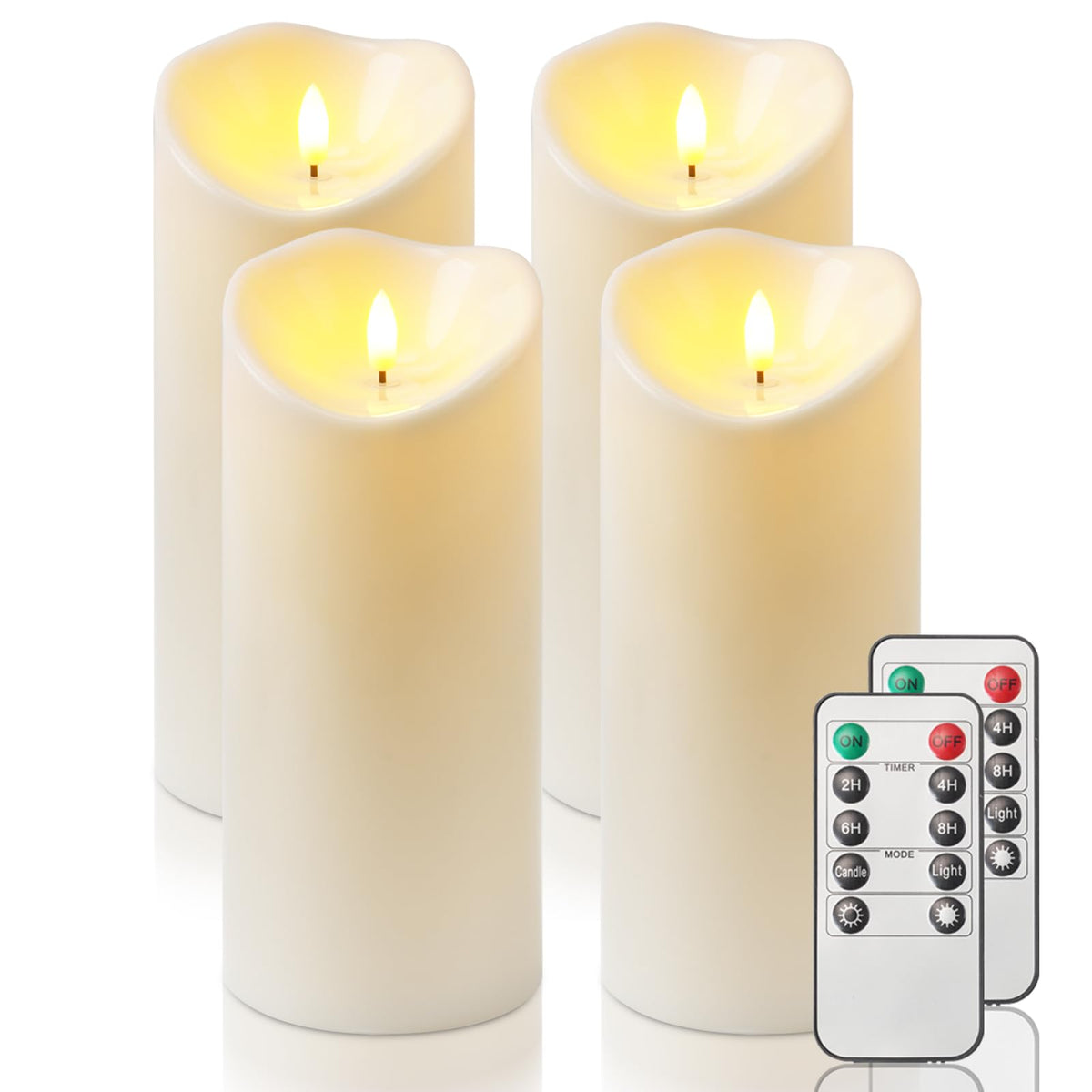 Homemory Orange Drip Real Wax Flameless Candles with Remote Timer, Set of 3