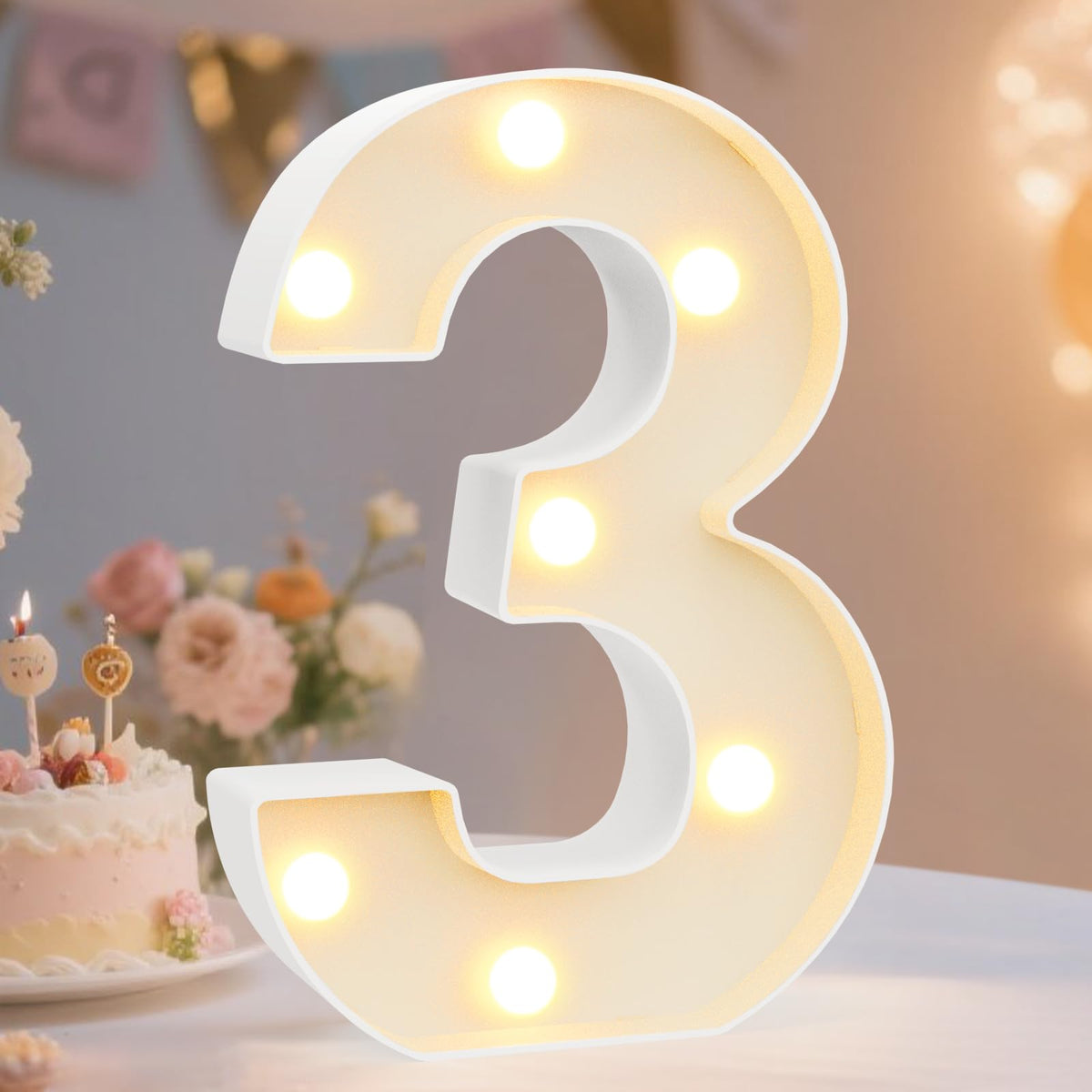 Pooqla 2.4FT Light Up Numbers, Marquee Numbers 2.4 Feet Tall Party Decor for Her Him, Mosaic Big Sign for 7th 17th 70th Birthday Anniversary Decoration Backdrop, Large Pre-Cut Frame Number 7