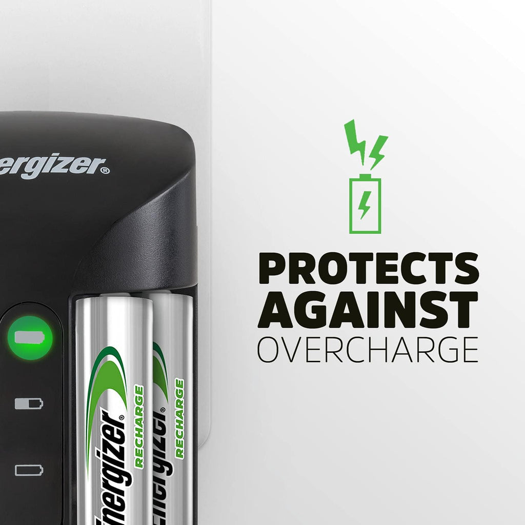 Energizer Recharge Pro Battery Charger + 4 AA Batteries Included 2000 mAh
