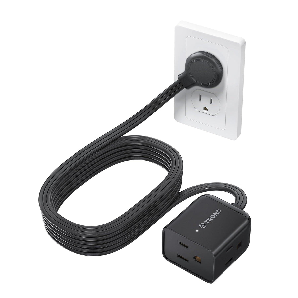 TROND Rightward Flat Plug Extension Cord 6ft for Small Tight Spaces, White