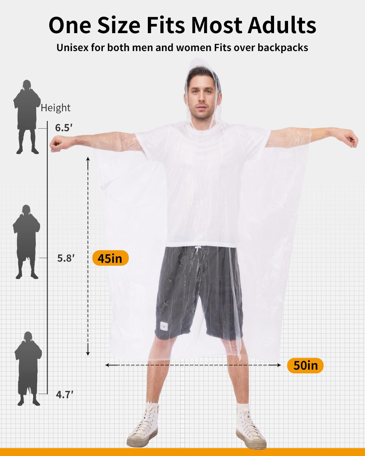 Hitituto Rain Ponchos for Adults - Extra Long Emergency Poncho with Hood, 6/12/24 Family Pack Raincoat, Home Survival Kits