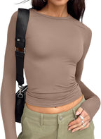 LILLUSORY Long Sleeve Tops Women Crew Neck Y2k T Shirts