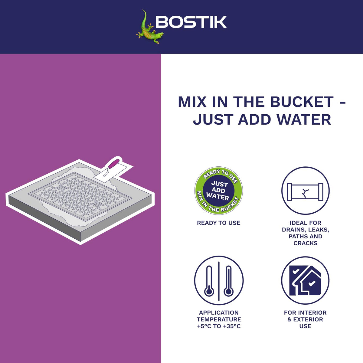 Bostik Rapid Setting Cement 2.5kg - Fast-Setting