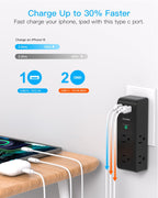 Surge Protector Outlet Extender with Rotating Plug, Multi Plug Wall Outlet