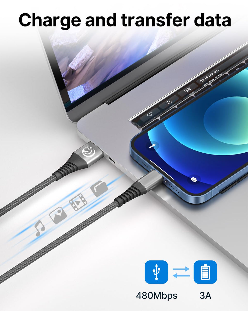 2Pack 2M iPhone Charger Cable, MFi Certified Lightning Cable Fast Charging Braided iPhone Charger Fast Charge USB Charging Lead for Phone 14 13 12 11 Pro Max XS XR X 8 7 6 Plus 5 SE, iPad and iPod