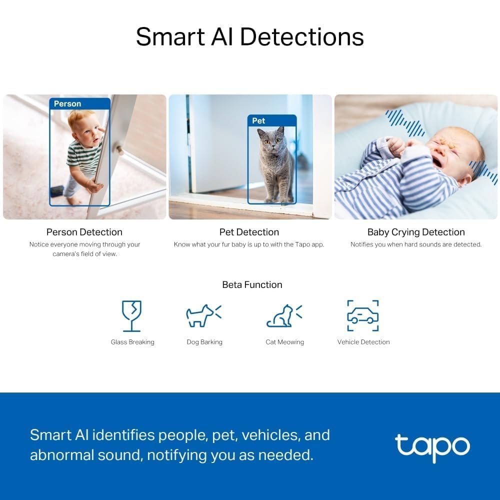 Tapo C200P2 2-Pack Full HD Indoor Security Camera Pet Camera House Security