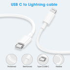 BSTOEM USB C to Lightning Cable, iPhone Charger 2Pack 1M +2M MFi Certified