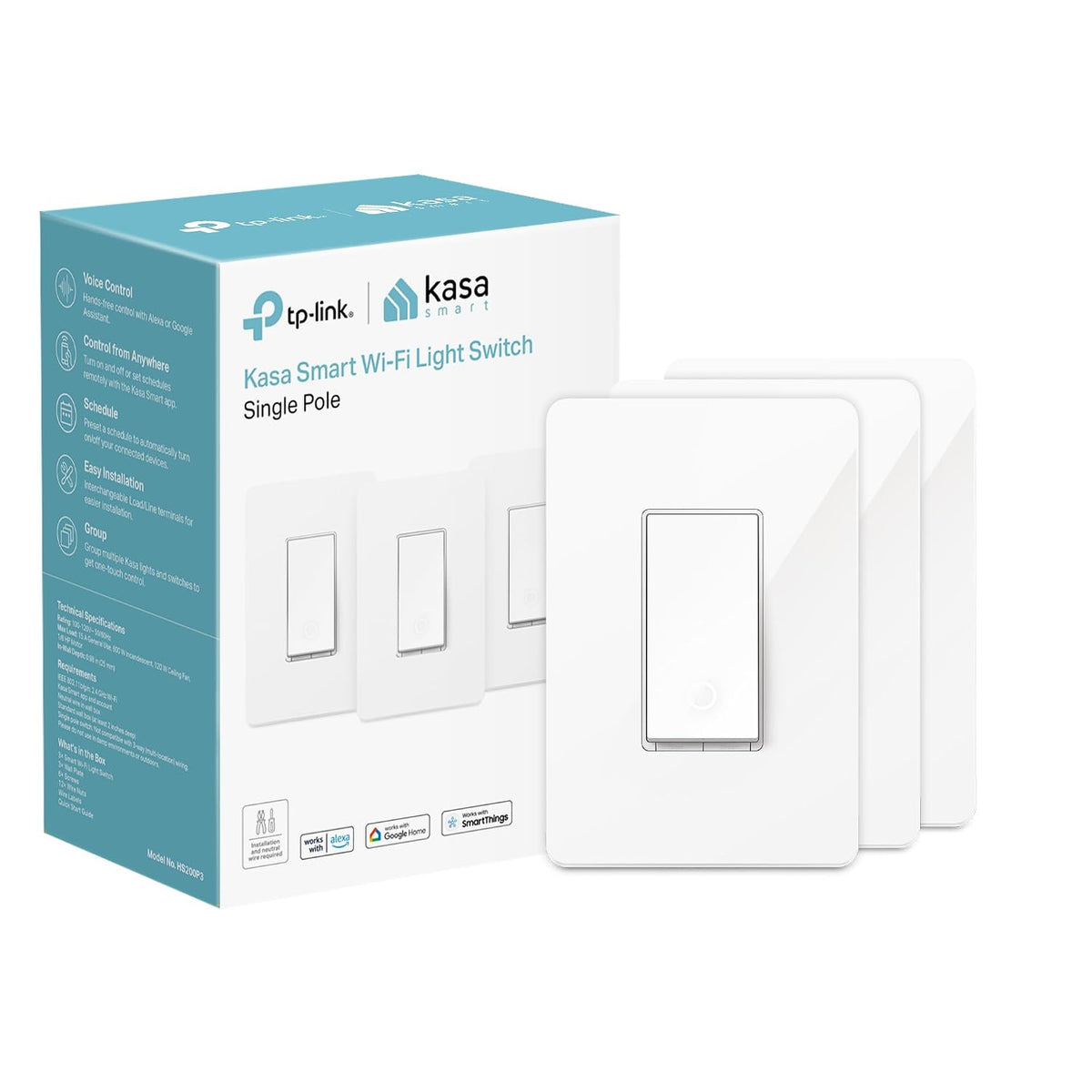 Kasa Smart Light Switch, Single Pole, Need Neutral Wire, HS200