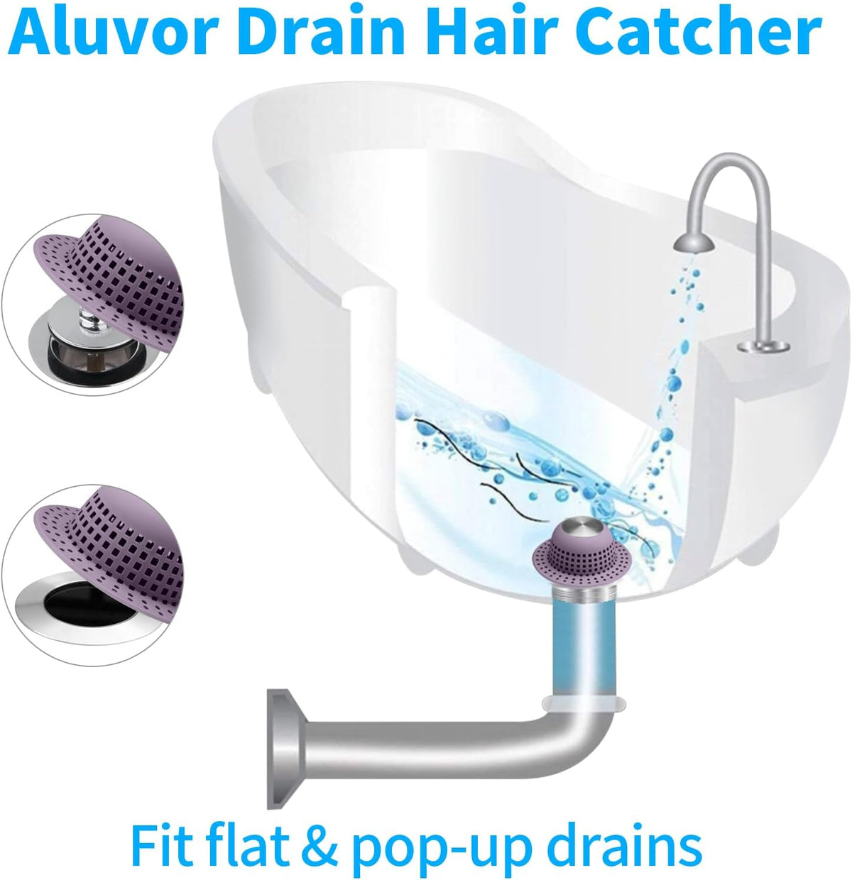 Aluvor Shower Drain Hair Catcher Bathtub Drain Cover Sink Drain Protector
