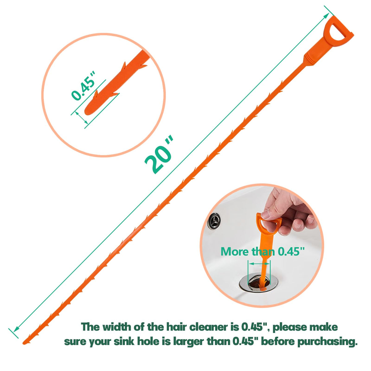 Drain Snake Hair Clog Remover - Shower Sink Unclogger Tool