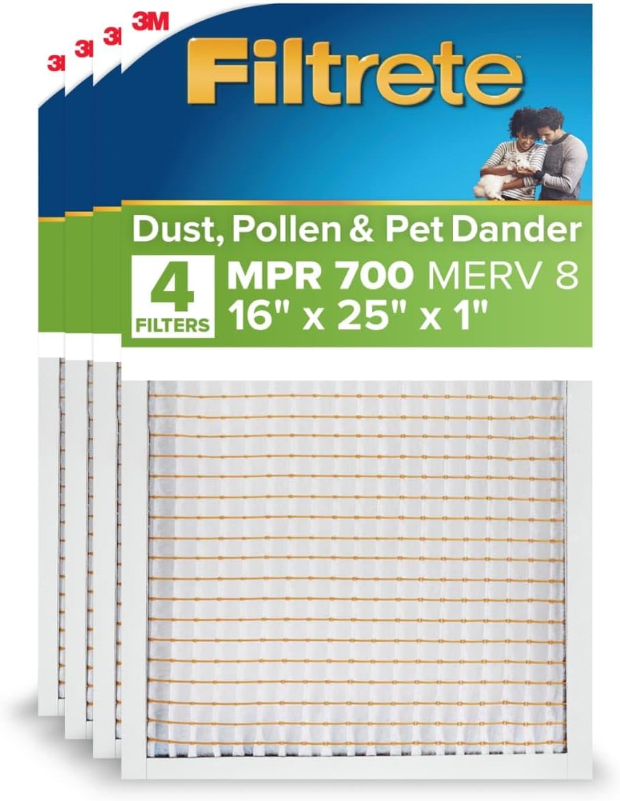Filtrete 16x25x1 Air Filter, MERV 8, MPR 700, 4 HVAC Filters