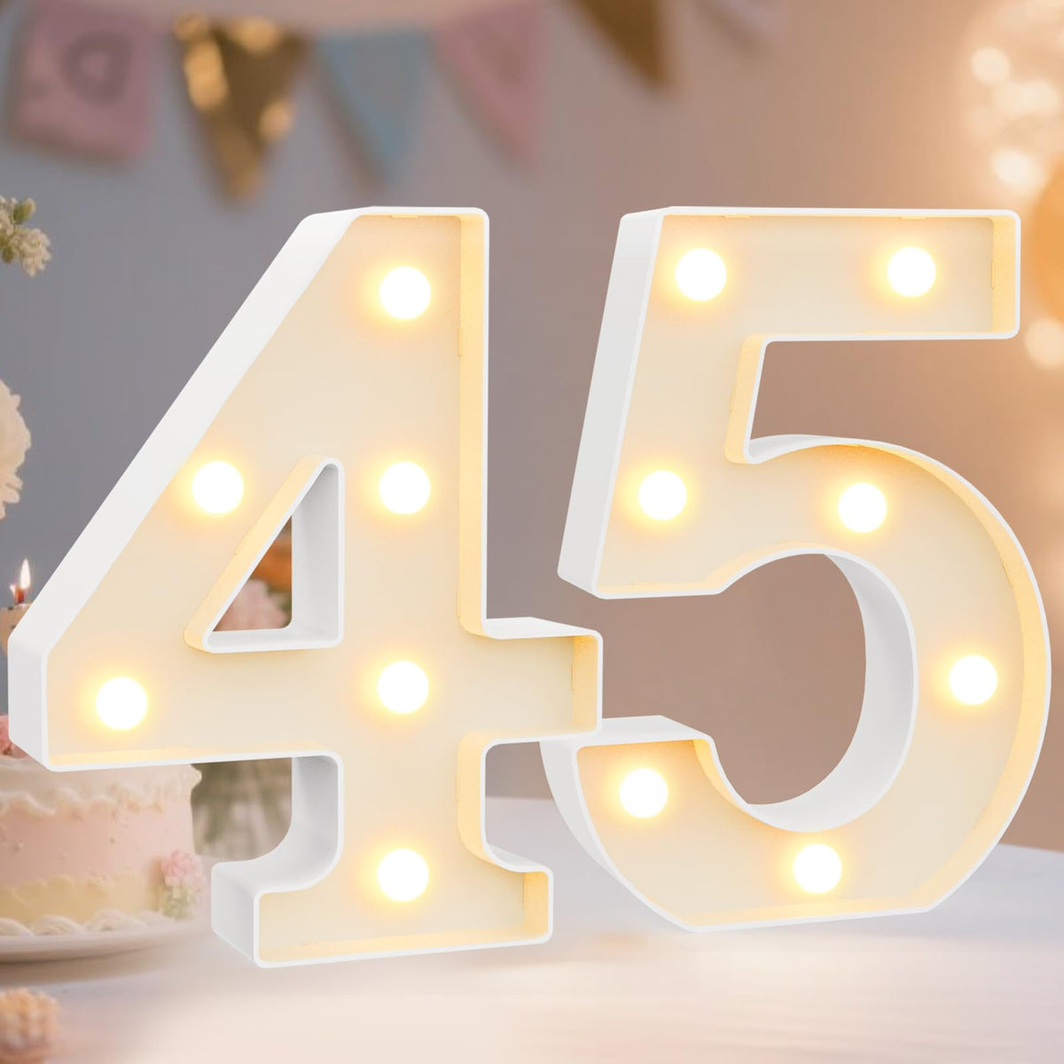 Pooqla 2.4FT Light Up Numbers, Marquee Numbers 2.4 Feet Tall Party Decor for Her Him, Mosaic Big Sign for 7th 17th 70th Birthday Anniversary Decoration Backdrop, Large Pre-Cut Frame Number 7