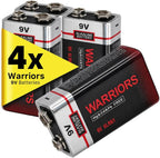 Warriors 4X 9V Alkaline Batteries, 6LR61, Long Lasting Power