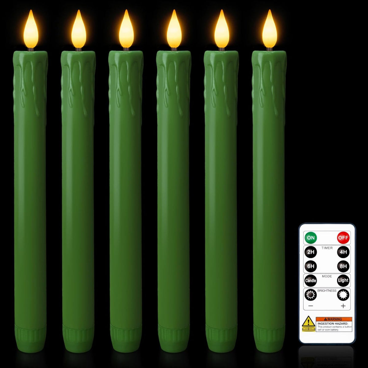 Homemory Real Wax LED Flameless Taper Candles with Remote Timer, 9.6 Inches Ivory Fake Candlesticks, Dripless Battery Operated Window Candle with 3D Flickering Flame for Fireplace Xmas Halloween