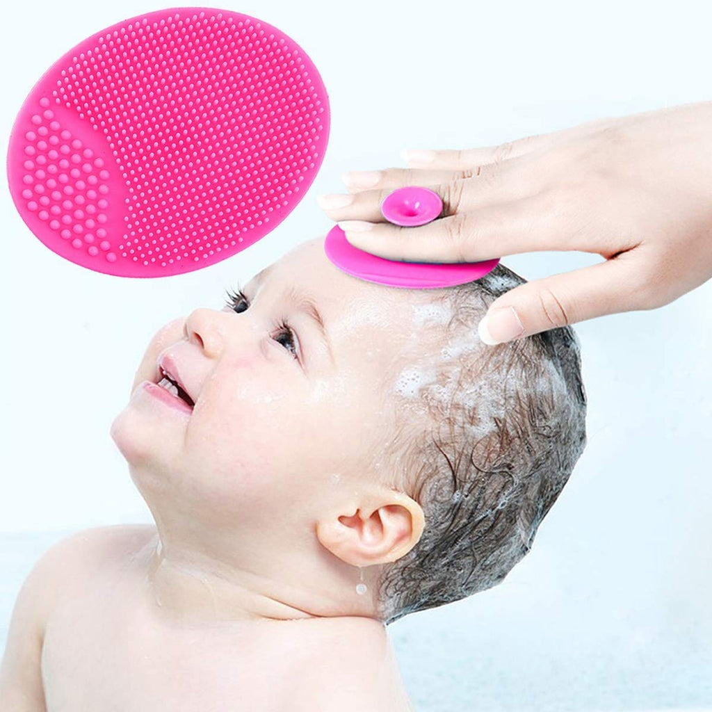 Baby Bath Brush, Baby Cradle Cap Brush, Silicone Massage Brush, Silicone Scrubbers Exfoliator Brush, Baby Skin Scrubbers Essential for Dry Skin, Cradle Cap and Eczema 2 Pack (Small-Blue&Green)