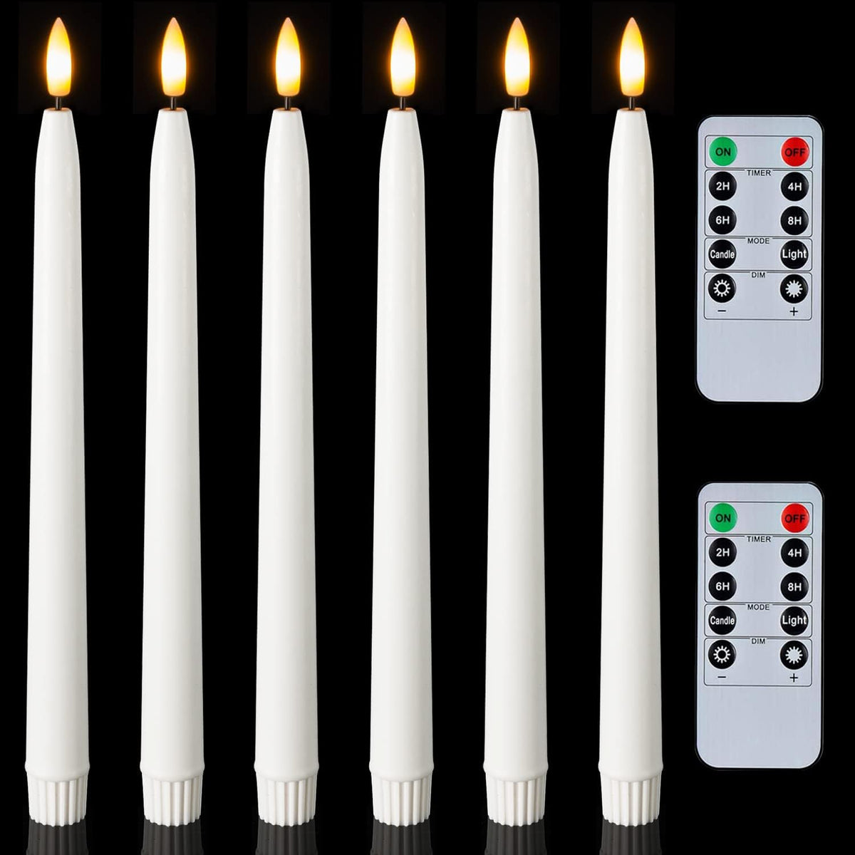 Homemory Real Wax LED Flameless Taper Candles with Remote Timer, 9.6 Inches Ivory Fake Candlesticks, Dripless Battery Operated Window Candle with 3D Flickering Flame for Fireplace Xmas Halloween