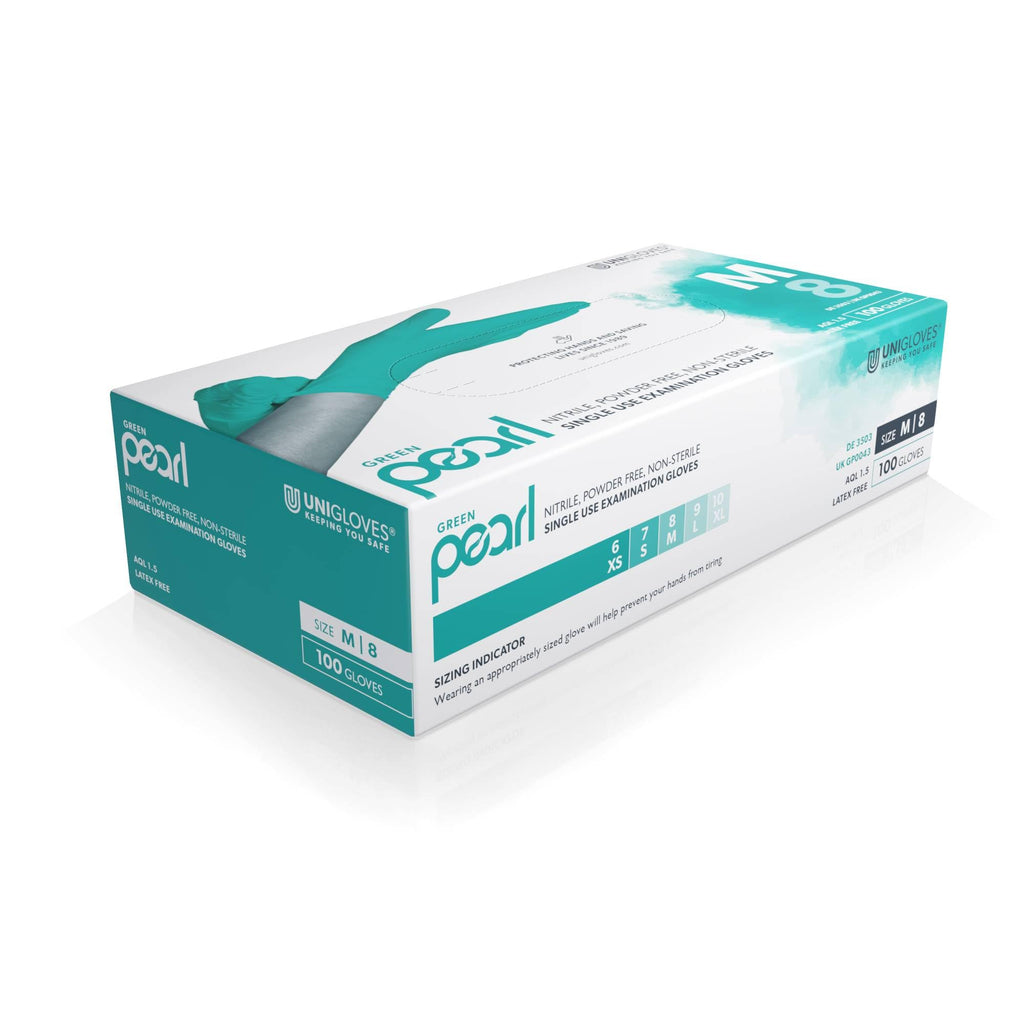 UNIGLOVES Black Pearl Nitrile Examination Gloves - Multipurpose, Powder Free and Latex Free Disposable Gloves - Box of 100 Gloves, Black, Large (GP0034)