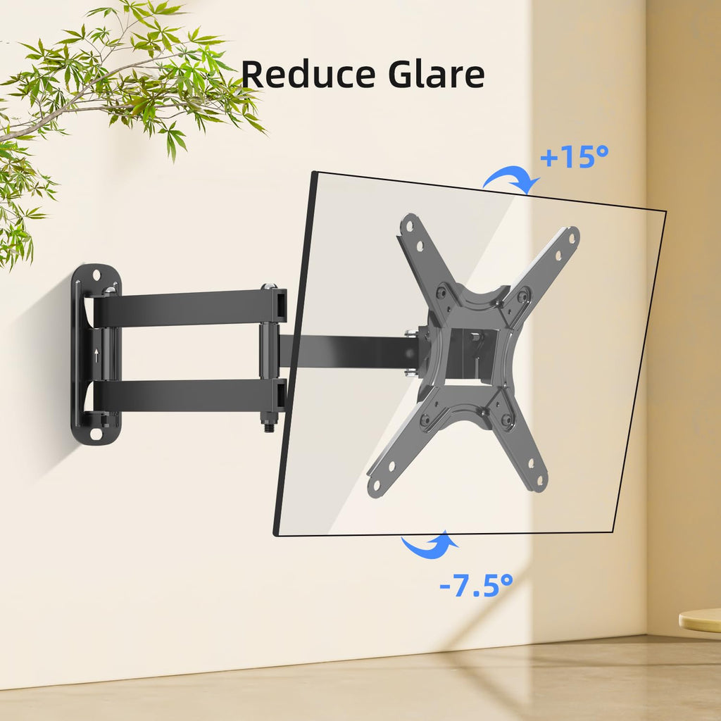 Suptek Full Motion TV Wall Mount Bracket for Most 13-30 inch TVs and Monitors, Flat and Curved TVs up to 28lbs, Tilt Swivel and 16.9 inch Extension, Max VESA 100x100mm, Black, MA2776