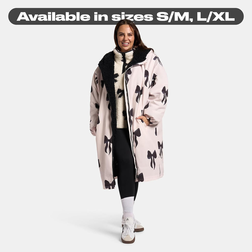 OHS Adults Drying Robe, Water-Resistant Changing Robe Gifts for Women Comfy Sherpa Privacy Robes for Women Men, Stay Dry Jacket Swimming Camping Drying Robes - S/M, L/XL