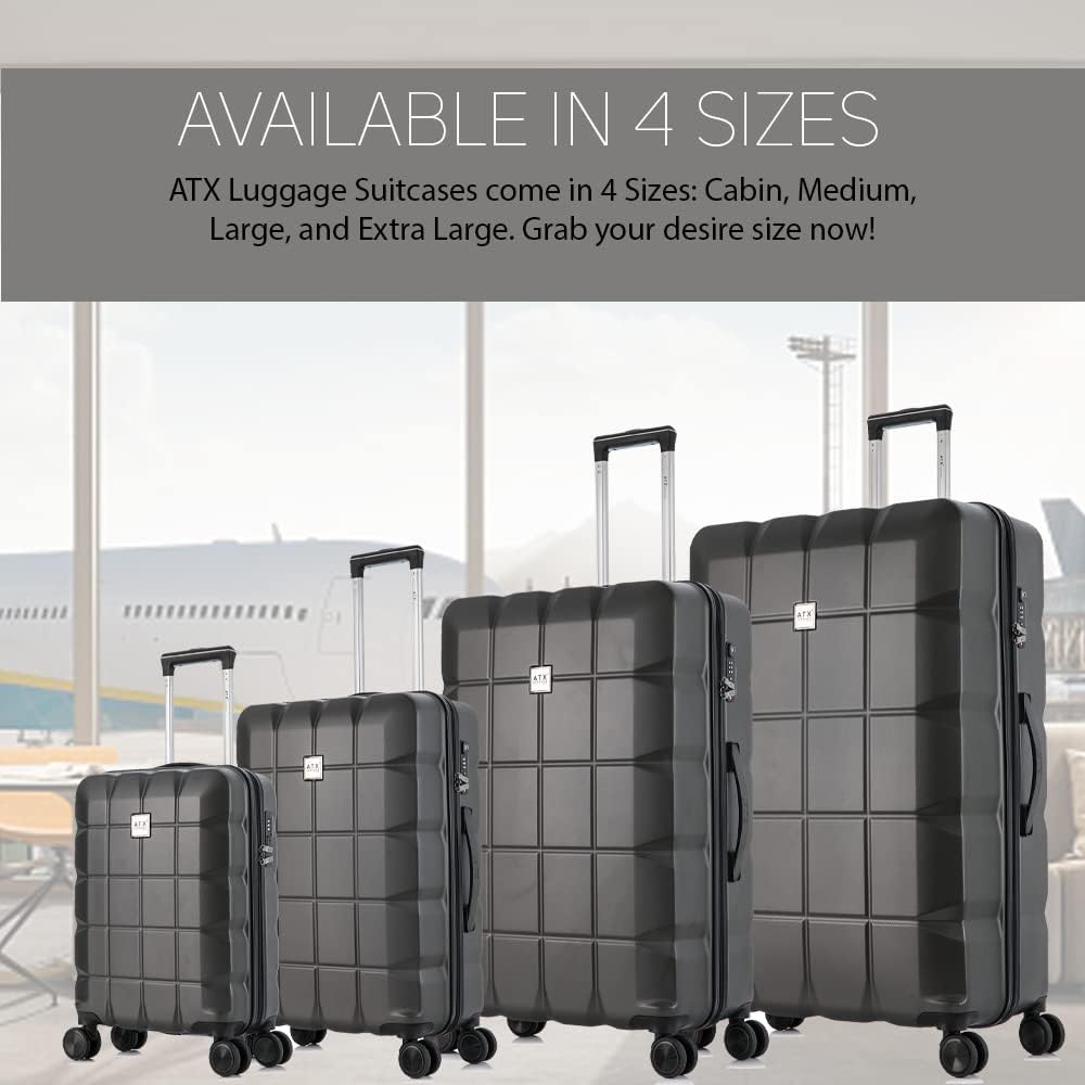 ATX Luggage Extra Large Suitcase Super Lightweight Durable ABS Hard Shell Suitcase with 4 Wheels and Built-in TSA Lock (Black, 32 Inches,132 Liter)