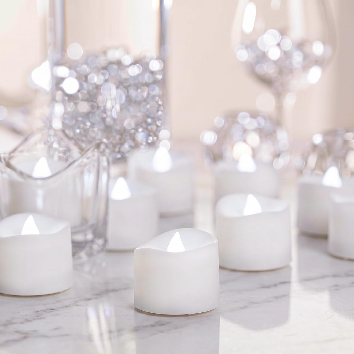 Homemory 24-Pack Flameless Tea Lights Candles Battery Operated, 200+ Hours