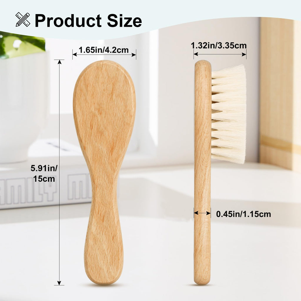 Baby Hair Brush with Wooden Handle and Super Soft Goat Bristles for Newborns, Infant, Toddlers, Kids
