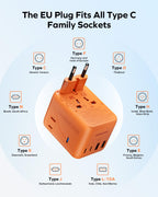 MOMAX Universal Travel Adapter 70W GaN, Travel Plug Adapter for UK/EU/AU/US