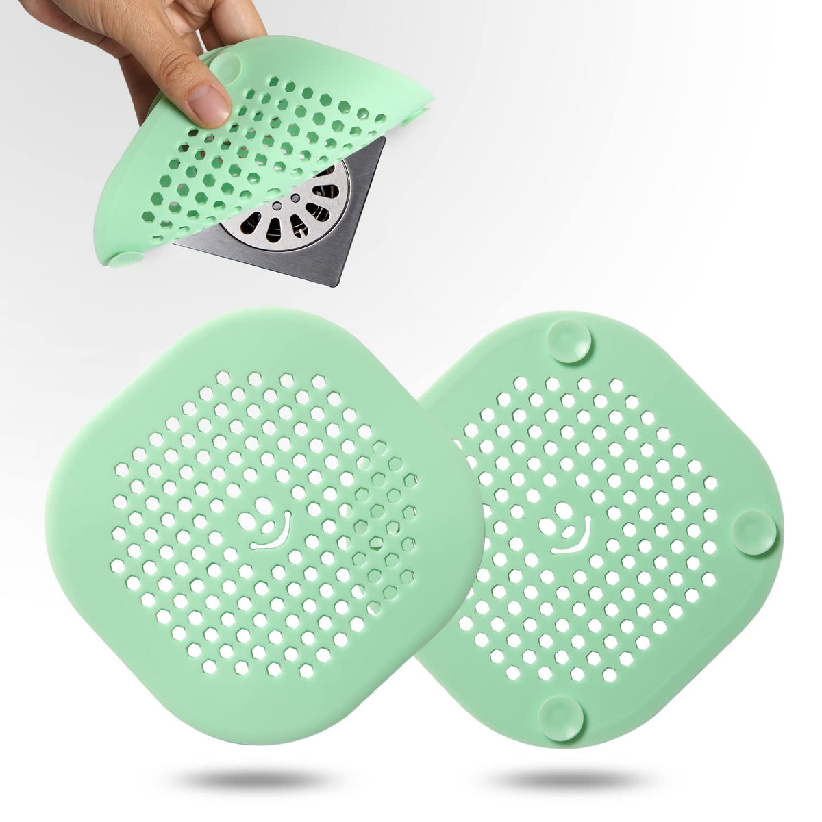 2 Pack Drain Hair Catcher Silicone Drain Cover Hair Stopper with Suction Cup for Shower Kitchen Bathroom Light Purple