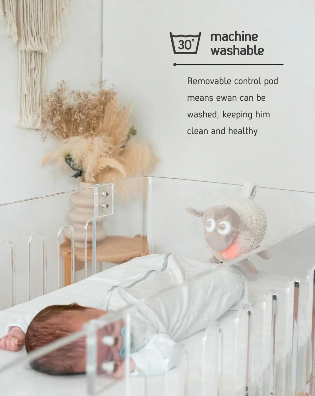 Sweet Dreamers, Rechargeable Ewan Deluxe, Beige | Baby & Infant Sleep Aid Gift | Cry Sensor & Nightlight | 10 Soothing White & Pink Noise Sounds | Continuous or Timer Playback | Machine Washable