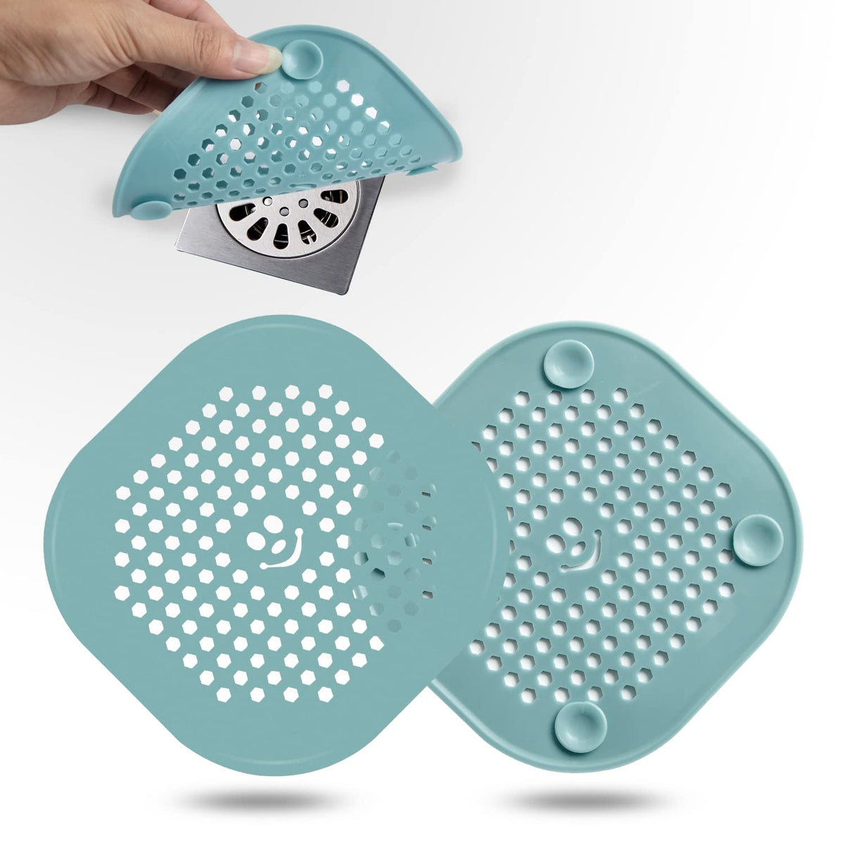 2 Pack Drain Hair Catcher Silicone Drain Cover Hair Stopper with Suction Cup for Shower Kitchen Bathroom Light Purple