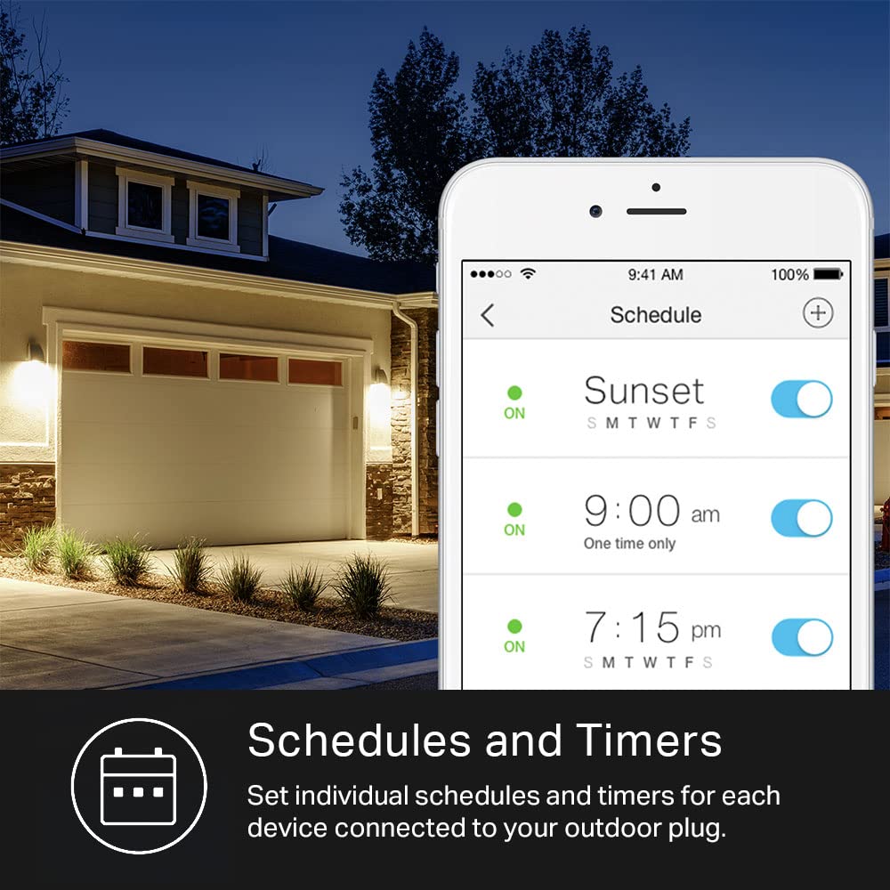 Kasa Outdoor Smart Plug, Smart Home Wi-Fi Outlet with 2 Sockets, EP40