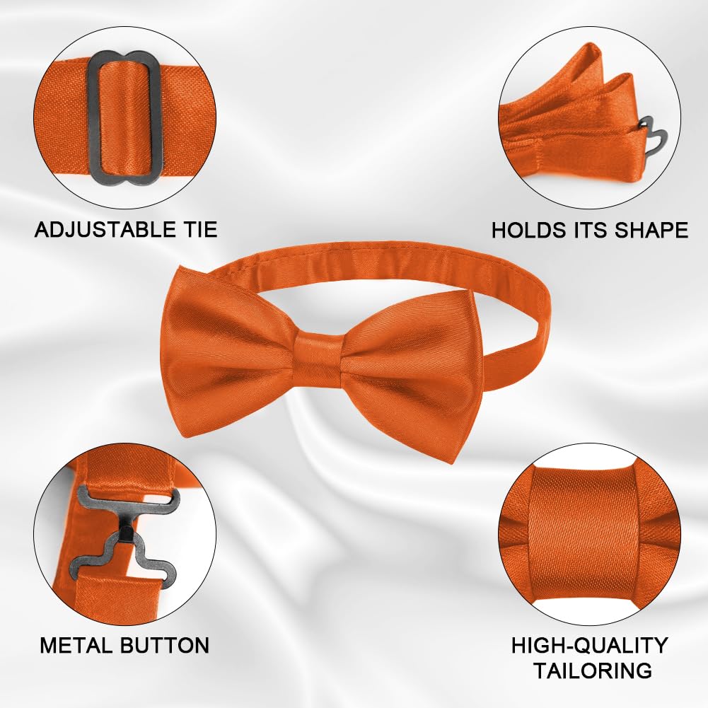URAQT Men Pre-Tied Solid Satin Bow Tie, Adjustable Formal Bowtie