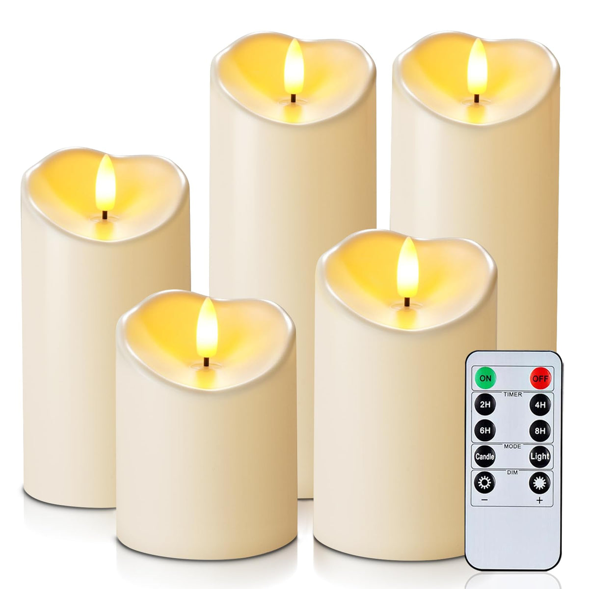 Homemory Orange Drip Real Wax Flameless Candles with Remote Timer, Set of 3