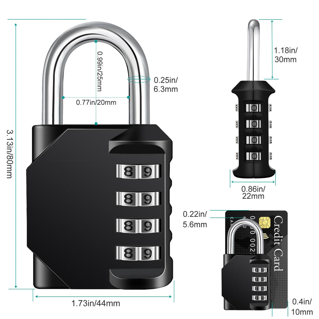 ZHEGE Combination Padlock, 4 Digit Combination Locker Padlock (Red)