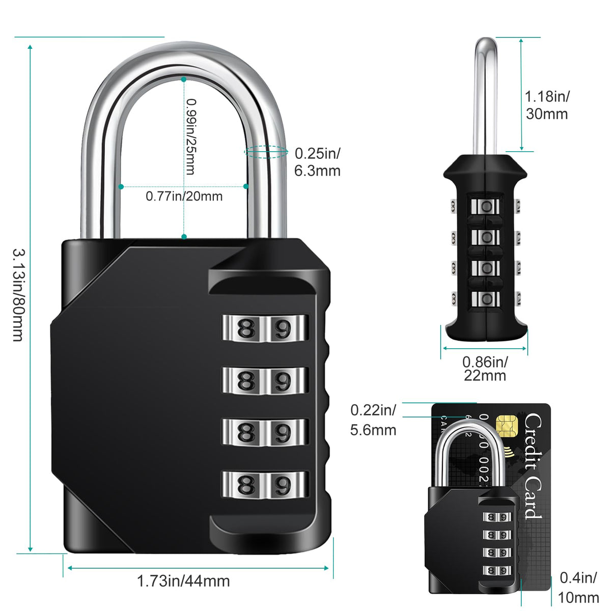 ZHEGE Combination Padlock, 4 Digit Combination Locker Padlock (Red)
