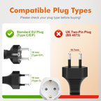 GRIFEMA EU to UK Plug Adapter with 13A Fuse 2 Pack