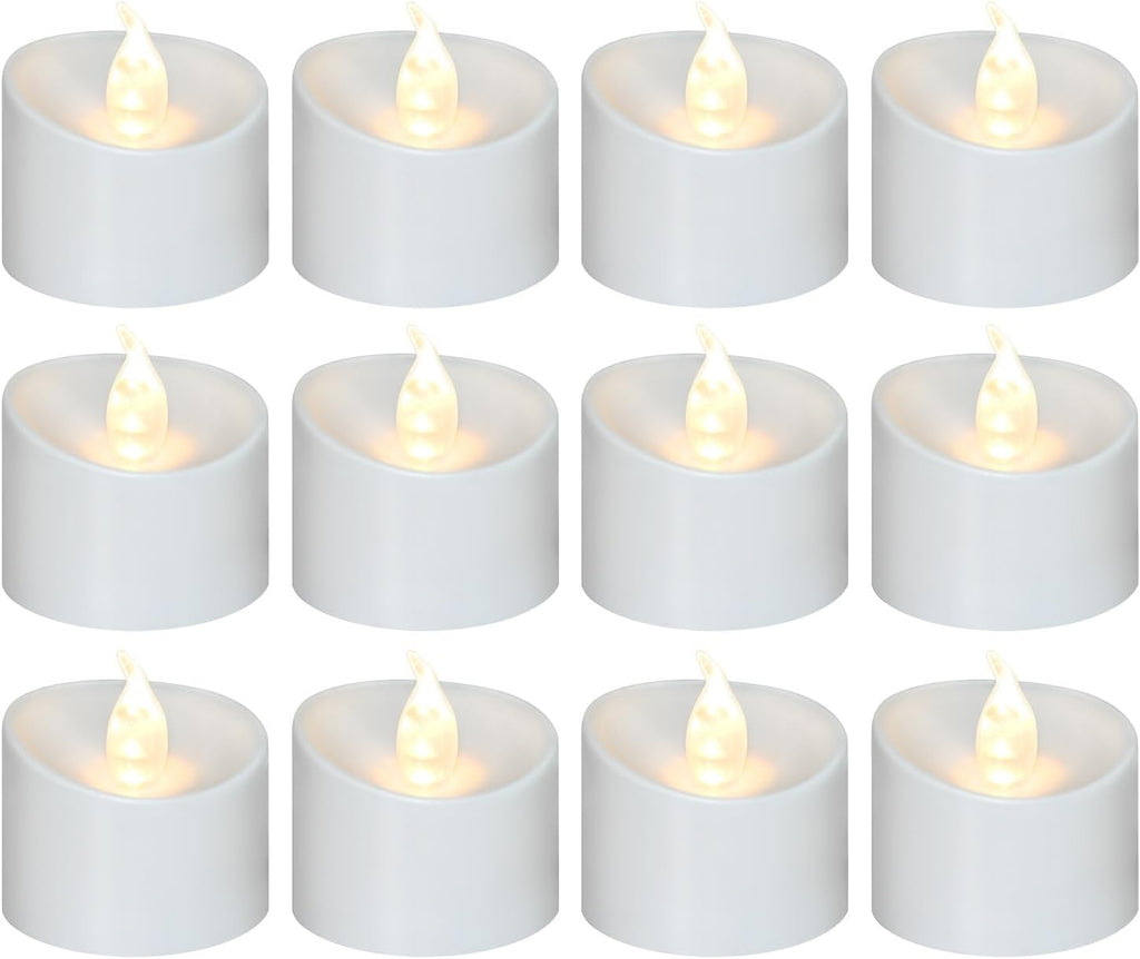 100 Pack Flickering LED Tea Lights, Last 100H+, Warm White Light