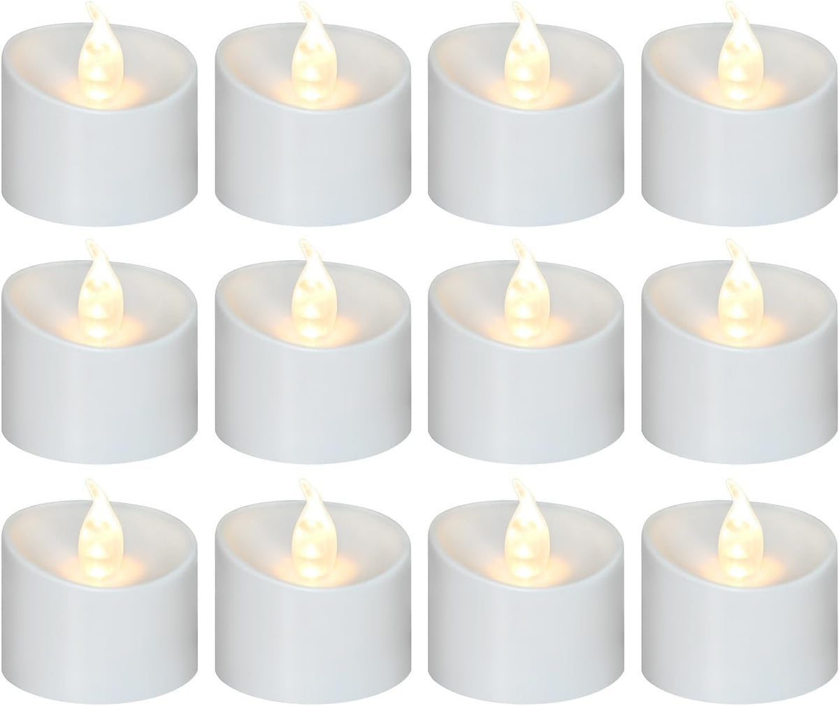 100 Pack Flickering LED Tea Lights, Last 100H+, Warm White Light