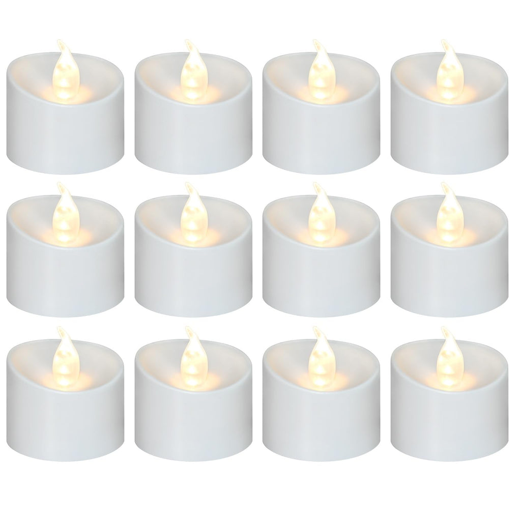 100 Pack Flickering LED Tea Lights, Last 100H+, Warm White Light